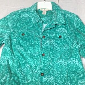 Elegant Teal Floral Blazer